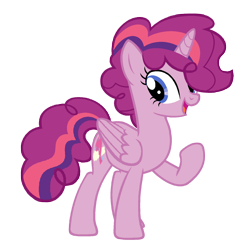 Size: 1500x1500 | Tagged: safe, artist:enzomersimpsons, pinkie pie, twilight sparkle, oc, alicorn, pony, fusion, simple background, solo, transparent background