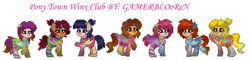 Size: 1712x412 | Tagged: safe, artist:gamerblooren, pony, aisha, bloom (winx club), crossover, flora (winx club), layla, musa, ponified, pony town, roxy (winx club), stella (winx club), tecna, winx club