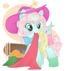 Size: 1024x1024 | Tagged: safe, artist:parfywarfy, oc, oc only, oc:parfait, earth pony, pony, clothes, female, filly, hat, inner tube, solo