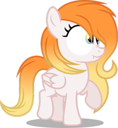 Size: 555x600 | Tagged: safe, artist:batmanbrony, oc, oc only, oc:soft flare, pegasus, pony, cute, female, filly, missing cutie mark, scrunchy face, simple background, transparent background, wide eyes