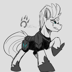 Size: 5000x5000 | Tagged: dead source, safe, artist:fizzwings, tempest shadow, pony, my little pony: the movie, absurd resolution, armor, broken horn, eye scar, female, mare, scar, simple background, sketch, solo