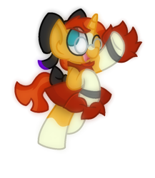 Size: 756x870 | Tagged: safe, artist:thefanficfanpony, sunburst, pony, unicorn, bow, cheerleader, cheerleader sunburst, crossdressing, cute, male, male cheerleader, pom pom, solo, stallion