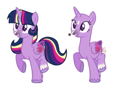 Size: 1024x719 | Tagged: safe, artist:superrosey16, twilight sparkle, twilight sparkle (alicorn), alicorn, pony, alternate design, bald, rainbow power, solo