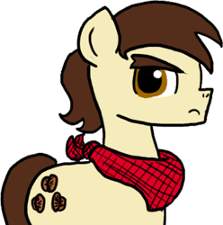 Size: 377x380 | Tagged: safe, artist:ficficponyfic, color edit, edit, editor:minus, oc, oc only, oc:giles pecan, earth pony, pony, bandana, color, colored, colt, colt quest, foal, male, neckerchief, simple background, solo, transparent background