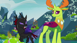 Size: 1280x720 | Tagged: safe, screencap, pharynx, thorax, changedling, changeling, to change a changeling, changeling king, king thorax