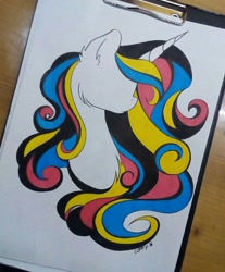 Size: 960x1158 | Tagged: safe, artist:coffytacotuesday, pony, unicorn, bust, female, mare, minimalist, modern art, portrait, solo, traditional art