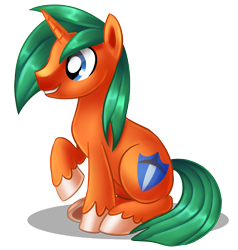 Size: 2640x2768 | Tagged: safe, artist:alanymph, oc, oc only, oc:shield blitzer, pony, unicorn, high res, male, simple background, sitting, solo, stallion, transparent background