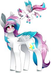 Size: 1125x1621 | Tagged: safe, artist:alithecat1989, oc, oc only, oc:starlight song, pegasus, pony, blushing, colored wings, female, glaceon, mare, multicolored wings, pokémon, simple background, solo, transparent background