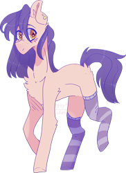 Size: 3176x4356 | Tagged: safe, artist:emily-826, oc, oc only, earth pony, pony, clothes, female, high res, mare, simple background, socks, solo, striped socks, transparent background