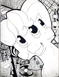 Size: 781x1023 | Tagged: source needed, useless source url, safe, artist:andandampersand, oc, oc only, oc:andandampersand, bust, monochrome, portrait, signature, three faces, traditional art