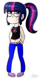 Size: 644x1272 | Tagged: safe, artist:laurahenriquez15, sci-twi, twilight sparkle, human, equestria girls, belly button, female, humanized, midriff, simple background, solo, star vs the forces of evil, style emulation, transparent background