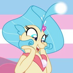 Size: 300x300 | Tagged: safe, princess skystar, seapony (g4), my little pony: the movie, cute, lgbt headcanon, pride, pride flag, skyabetes, solo, transgender, transgender pride flag