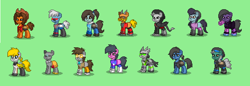 Size: 1380x474 | Tagged: safe, pony, crossover, female, green background, male, mare, overwatch, pony town, simple background, stallion