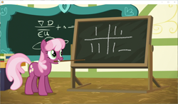 Size: 1282x752 | Tagged: safe, edit, cheerilee, chalkboard, loss (meme), loss edit, mouth hold