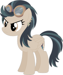 Size: 1024x1220 | Tagged: safe, artist:ra1nb0wk1tty, indigo zap, pegasus, pony, discorded, ear piercing, earring, equestria girls ponified, female, goggles, jewelry, mare, piercing, ponified, simple background, solo, transparent background