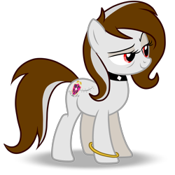 Size: 4500x4500 | Tagged: safe, alternate version, artist:rsa.fim, oc, oc only, oc:whisper hope, pegasus, pony, absurd resolution, alternate hairstyle, bags under eyes, collar, female, jewelry, mare, mature, mexican, older, raised eyebrow, red eyes, scar, simple background, smiling, smirk, solo, transparent background, unitárium, vector, white hair, wingless