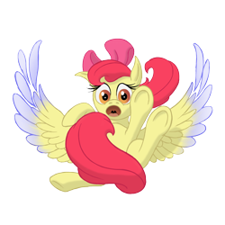 Size: 1600x1600 | Tagged: safe, alternate version, artist:nebulastar985, apple bloom, pegasus, pony, falling, fanfic, fanfic art, fanfic cover, female, magic, magic circle, race swap, simple background, solo, transparent background