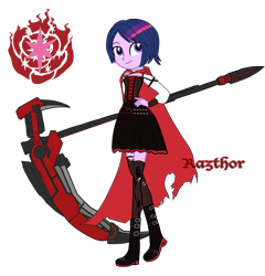Size: 2500x2600 | Tagged: safe, artist:razthor, twilight sparkle, equestria girls, clothes, cosplay, costume, crossover, inkscape, ruby rose, rwby, scythe, simple background, solo, transparent background, vector