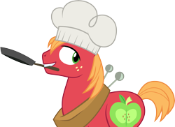 Size: 4118x3001 | Tagged: safe, artist:cloudyglow, big macintosh, pony, the perfect pear, chef's hat, frying pan, hat, simple background, solo, transparent background, vector