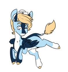 Size: 783x829 | Tagged: safe, artist:cinnamonsparx, oc, oc only, oc:buster, pegasus, pony, male, one eye closed, sailor cap, simple background, solo, stallion, transparent background, wink