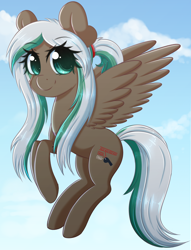 Size: 2438x3195 | Tagged: safe, artist:fluffymaiden, oc, oc only, oc:lynn, pegasus, pony, cloud, cute, female, gift art, mare, ocbetes, sky, smiling, solo