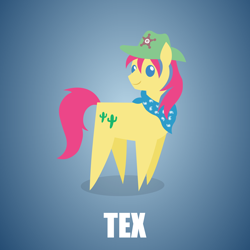 Size: 1280x1280 | Tagged: safe, artist:aha-mccoy, tex, earth pony, pony, g1, bandana, cowboy hat, g1 to g4, generation leap, hat, looking back, male, pointy ponies, solo, stallion