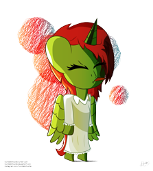 Size: 1250x1400 | Tagged: safe, artist:humbletohustle, oc, oc only, oc:greenery devanshi, alicorn, anthro, alicorn oc, angry, eyes closed, female, kid, silly, simple background, solo, tongue out, transparent background, vector