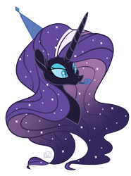 Size: 745x1000 | Tagged: safe, artist:ogaraorcynder, nightmare rarity, unicorn, female, hat, mare, party hat, simple background, solo