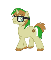 Size: 1371x1600 | Tagged: safe, artist:succubi samus, oc, oc only, oc:zeb, pony, unicorn, 2018 community collab, derpibooru community collaboration, glasses, looking at you, male, simple background, smiling, solo, stallion, transparent background, unshorn fetlocks