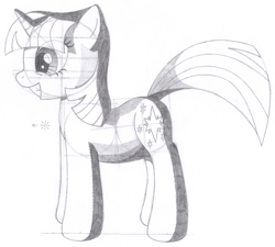 Size: 1501x1353 | Tagged: safe, artist:aafh, twilight sparkle, unicorn, monochrome, solo, traditional art