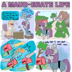 Size: 1280x1280 | Tagged: safe, artist:mauderatelife, maud pie, mayor mare, earth pony, pony, comic, duo, mailbox, tumblr:a mauderate life