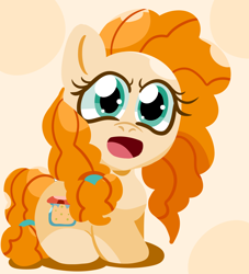 Size: 3000x3300 | Tagged: safe, artist:kira-vera, pear butter, earth pony, pony, the perfect pear, applejack's mom, chibi, cute, cutie mark, female, hooves, lineless, mare, open mouth, pearabetes, solo