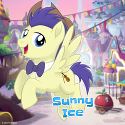 Size: 1080x1080 | Tagged: safe, oc, oc only, oc:sunny ice, pegasus, pony, bowtie, cowboy hat, flying, hat, male, movie accurate, solo, stallion, stetson