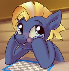 Size: 795x820 | Tagged: safe, artist:taneysha, star tracker, earth pony, pony, once upon a zeppelin, blushing, cute, lip bite, male, solo, trackerbetes