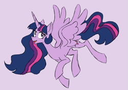 Size: 1143x803 | Tagged: safe, artist:robiinart, twilight sparkle, twilight sparkle (alicorn), alicorn, pony, ethereal mane, female, mare, older, older twilight, purple background, simple background, solo, ultimate twilight