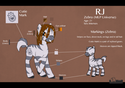 Size: 1915x1352 | Tagged: safe, artist:rj-pilot, oc, oc only, oc:rj, zebra, dreadlocks, intersex, reference sheet, solo, zebra oc