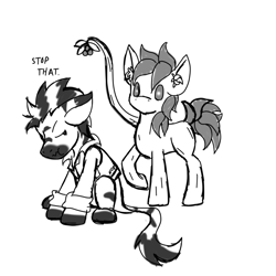 Size: 1000x1000 | Tagged: safe, artist:taletrotter, oc, oc only, oc:dust, oc:flower, zebra, fallout equestria, fallout equestria: the years between, christmas, doodle, dryad, female, hearth's warming, holiday, lineart, male, mistletoe, sketch, stallion, zebra oc