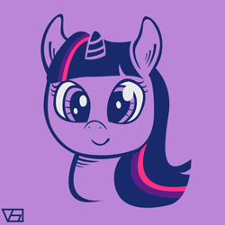 Size: 3000x3000 | Tagged: safe, artist:lukijimomk, twilight sparkle, bust, purple background, simple background, solo