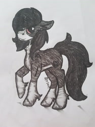 Size: 3024x4032 | Tagged: safe, artist:euspuche, oc, oc only, oc:zalam, pony, unicorn, black and white, grayscale, high res, looking at you, male, monochrome, solo, traditional art