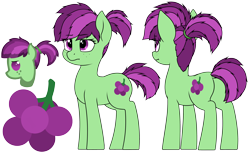 Size: 4200x2581 | Tagged: safe, artist:zippysqrl, oc, oc only, oc:sour grapes, earth pony, pony, absurd resolution, cutie mark, cutie mark background, dock, female, freckles, frown, mare, plot, reference sheet, simple background, solo, transparent background