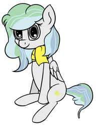 Size: 895x1171 | Tagged: safe, artist:rhythmpixel, oc, oc only, oc:river chime, pegasus, pony, 2018 community collab, clothes, cutie mark, derpibooru community collaboration, female, scarf, simple background, sitting, solo, transparent background