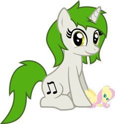 Size: 1228x1325 | Tagged: safe, artist:lightningbolt, derpibooru exclusive, fluttershy, oc, oc only, oc:bumpy beatz, pegasus, pony, unicorn, .svg available, 2018 community collab, cute, derpibooru community collaboration, female, happy, looking at you, mare, ocbetes, plushie, pointy ponies, simple background, sitting, smiling, solo, svg, transparent background, vector