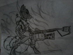Size: 320x240 | Tagged: safe, artist:christomwow, pony, ponified, pyro, solo, team fortress 2, traditional art