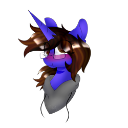 Size: 3000x3000 | Tagged: safe, artist:tomboygirl45, oc, oc only, oc:chelsey, pony, unicorn, blushing, bust, clothes, female, glasses, high res, hoodie, mare, portrait, simple background, solo, transparent background