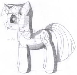 Size: 1352x1327 | Tagged: safe, artist:aafh, twilight sparkle, unicorn, monochrome, solo, traditional art