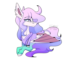 Size: 3398x2742 | Tagged: safe, artist:sweetmelon556, oc, oc only, oc:pastel stitches, bat pony, pony, bat pony oc, high res, prone, simple background, solo, transparent background