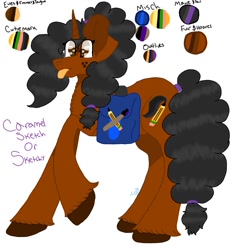 Size: 1137x1200 | Tagged: safe, artist:caramelsketch, oc, oc only, oc:caramel sketch, unicorn, bad anatomy, digital art, muh style, reference sheet, solo, tongue out