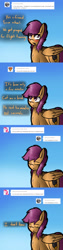 Size: 750x3000 | Tagged: safe, artist:conmanwolf, scootaloo, pony, ask factory scootaloo, blushing, comic, crying, factory scootaloo