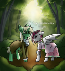 Size: 2000x2200 | Tagged: safe, artist:serodart, oc, oc only, bat pony, unicorn, clothes, dress, frock coat, sun