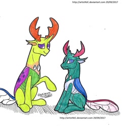 Size: 1024x1053 | Tagged: safe, artist:artistnjc, pharynx, thorax, changedling, changeling, to change a changeling, changedling brothers, duo, king thorax, prince pharynx, simple background